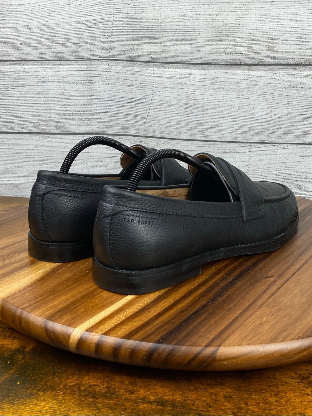 Ted Baker Parliament Penny Loafers Pebbled Black Leather Upper Men’s Shoe Size 9